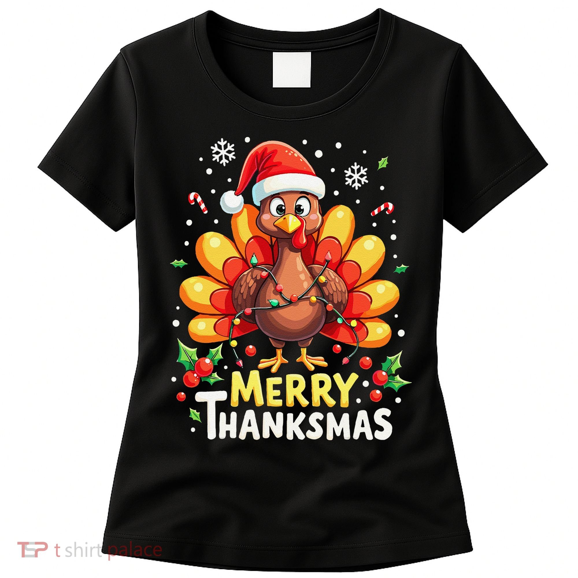 Turkey Santa Happy Merry Thanksmas Thanksgiving Christmas Women's T-Shirt
