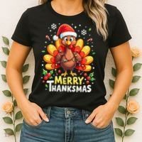 Turkey Santa Happy Merry Thanksmas Thanksgiving Christmas Women's T-Shirt thumb 2