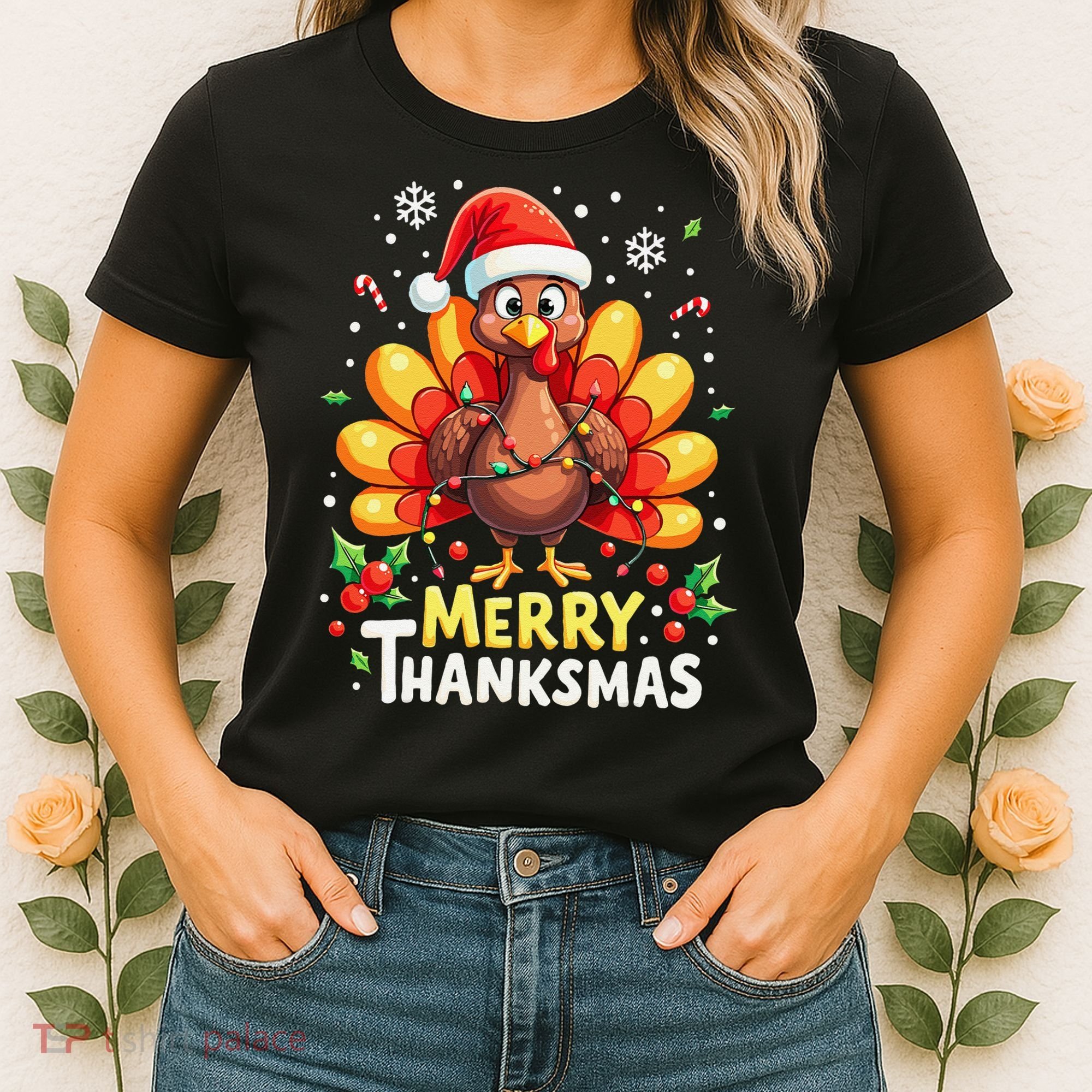 Turkey Santa Happy Merry Thanksmas Thanksgiving Christmas Women's T-Shirt