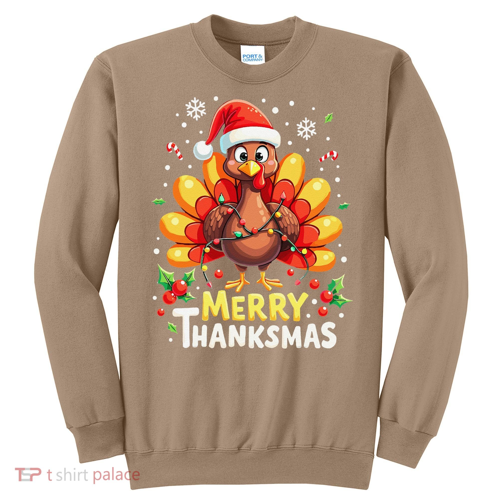 Turkey Santa Happy Merry Thanksmas Thanksgiving Christmas Sweatshirt