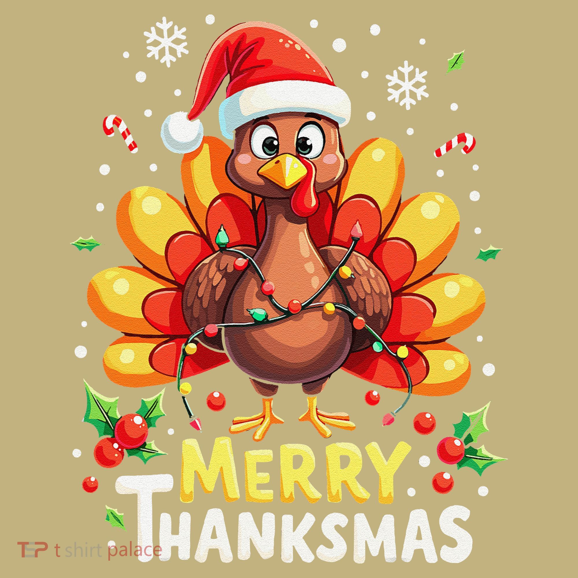 Turkey Santa Happy Merry Thanksmas Thanksgiving Christmas Sweatshirt