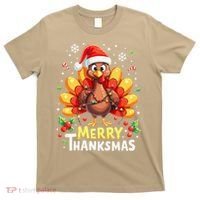 Turkey Santa Happy Merry Thanksmas Thanksgiving Christmas T-Shirt thumb 0