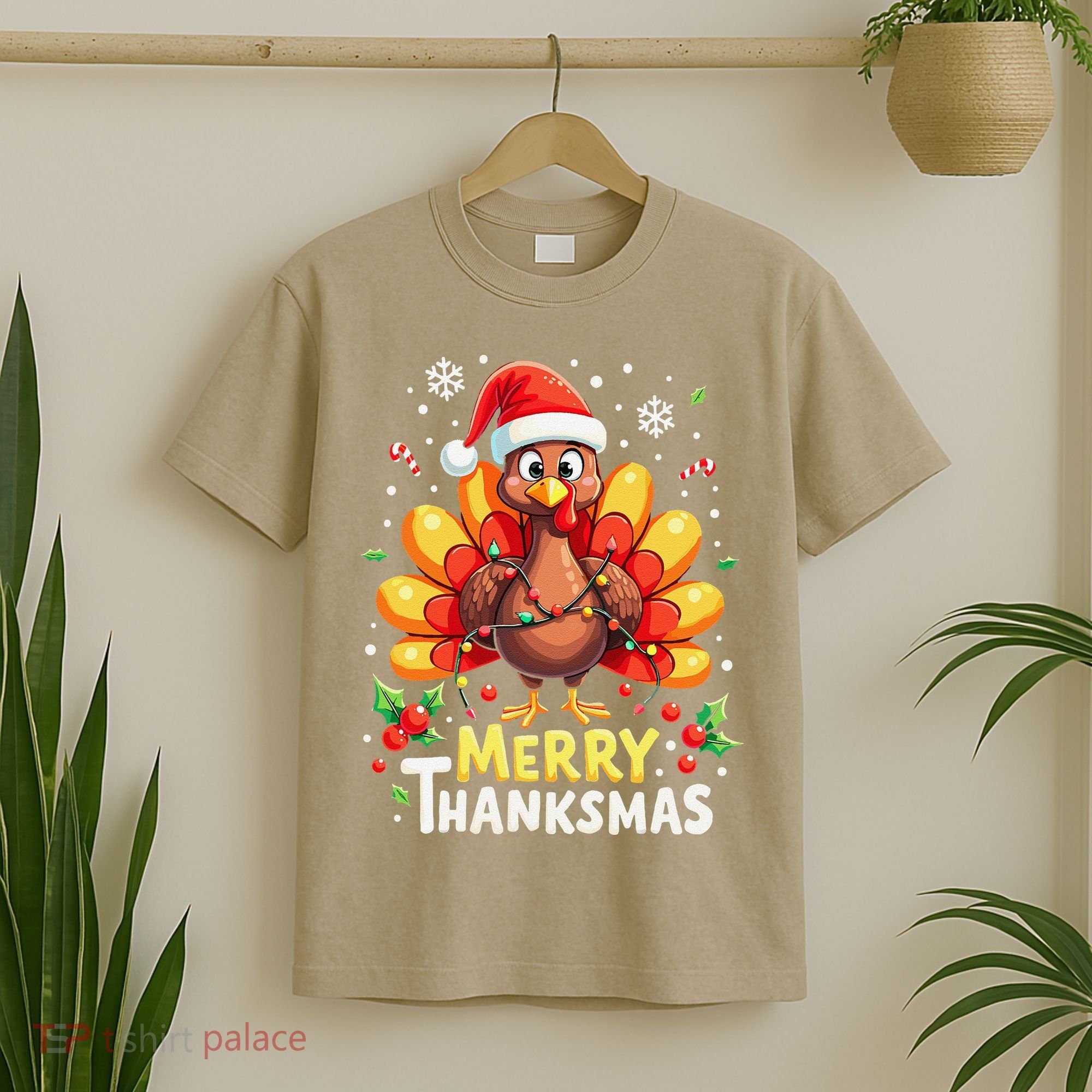 Turkey Santa Happy Merry Thanksmas Thanksgiving Christmas T-Shirt