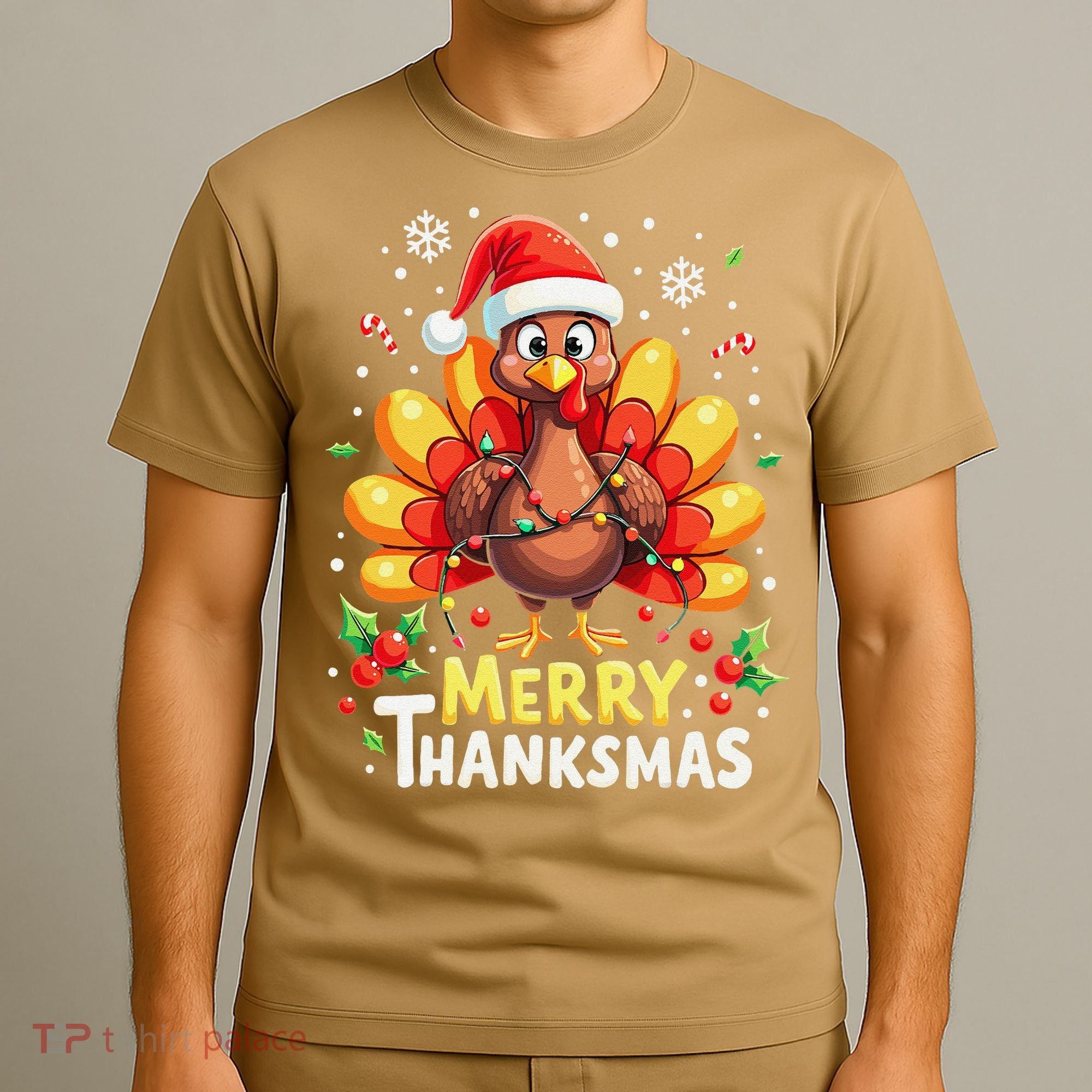 Turkey Santa Happy Merry Thanksmas Thanksgiving Christmas T-Shirt