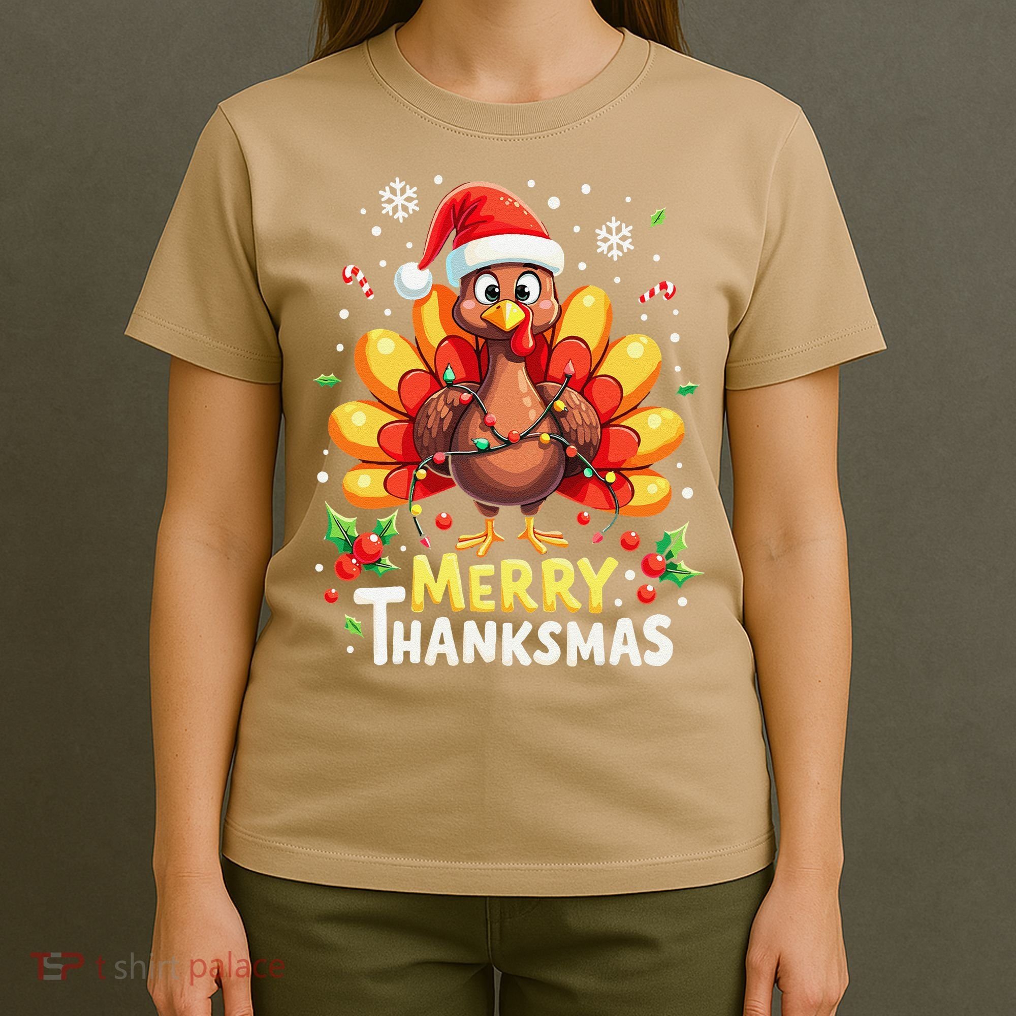 Turkey Santa Happy Merry Thanksmas Thanksgiving Christmas T-Shirt
