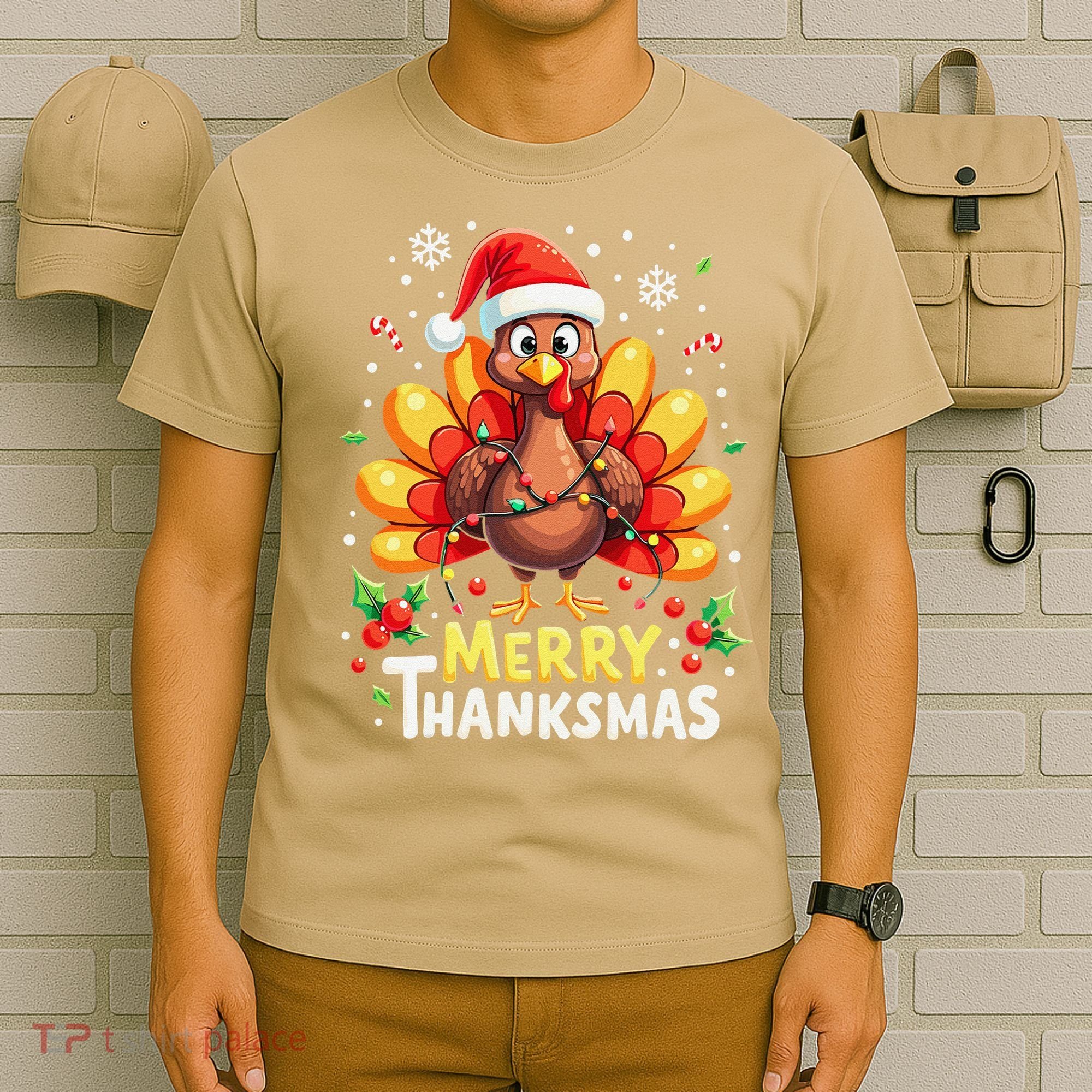 Turkey Santa Happy Merry Thanksmas Thanksgiving Christmas T-Shirt