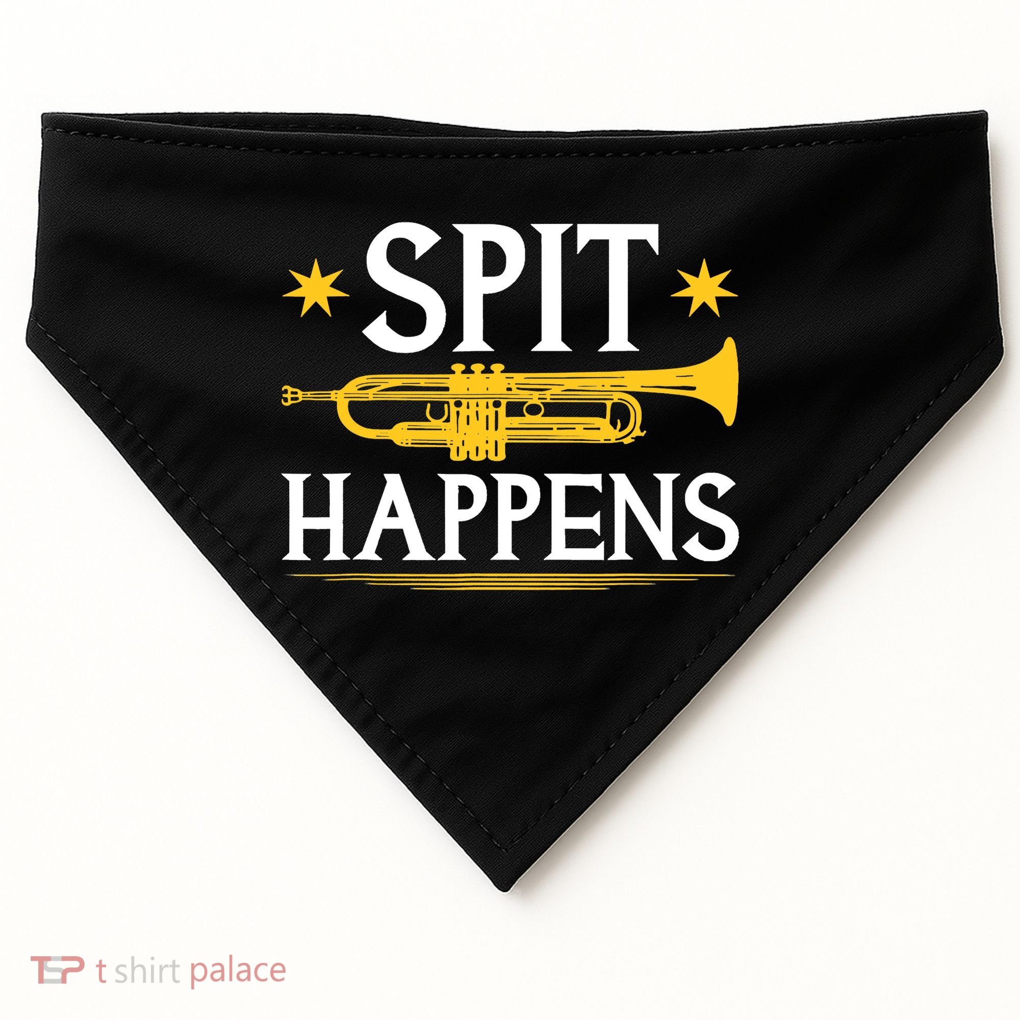 Trumpet Spit Happens Marching Band Jazz Music USA-Made Doggie Bandana
