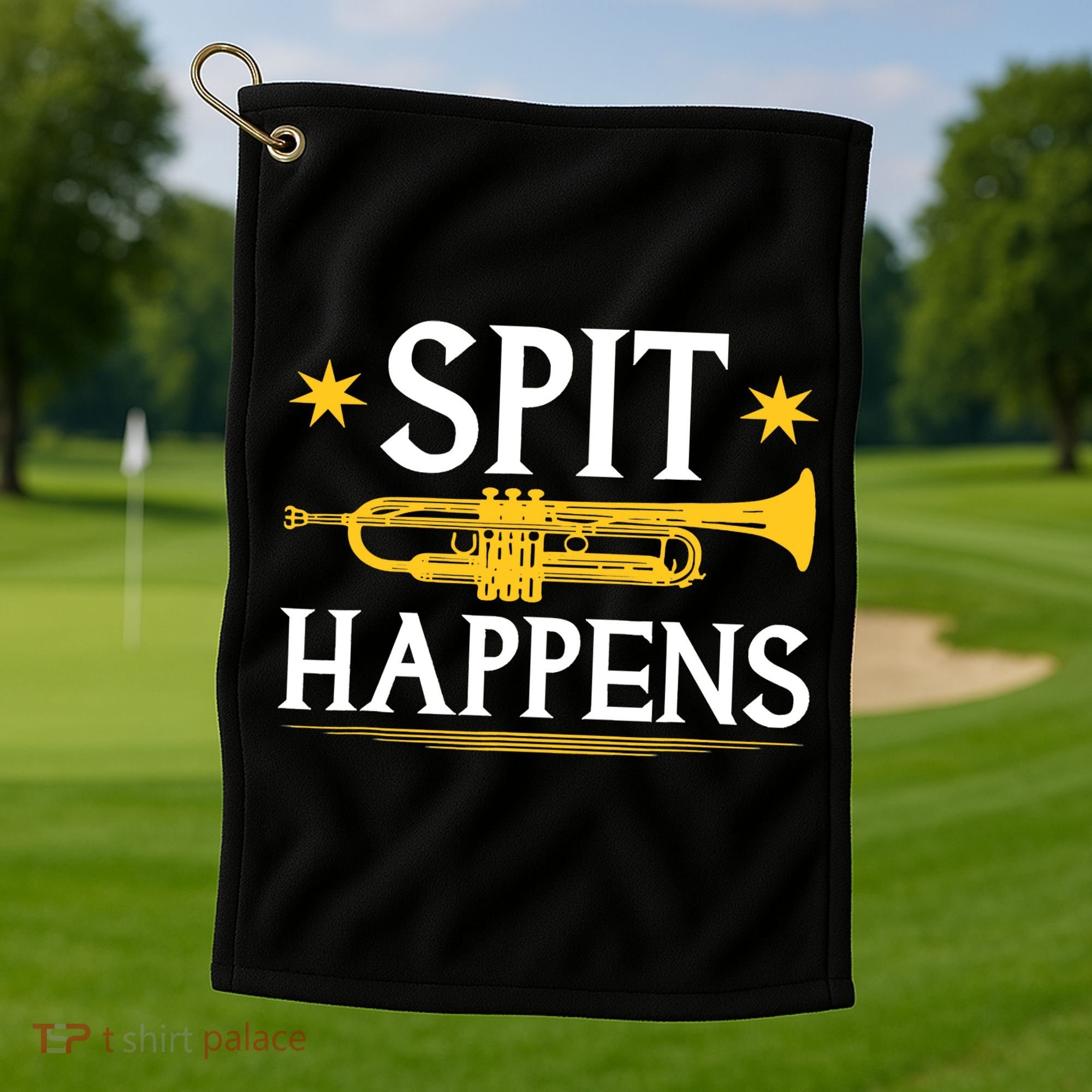 Trumpet Spit Happens Marching Band Jazz Music Golf Towel