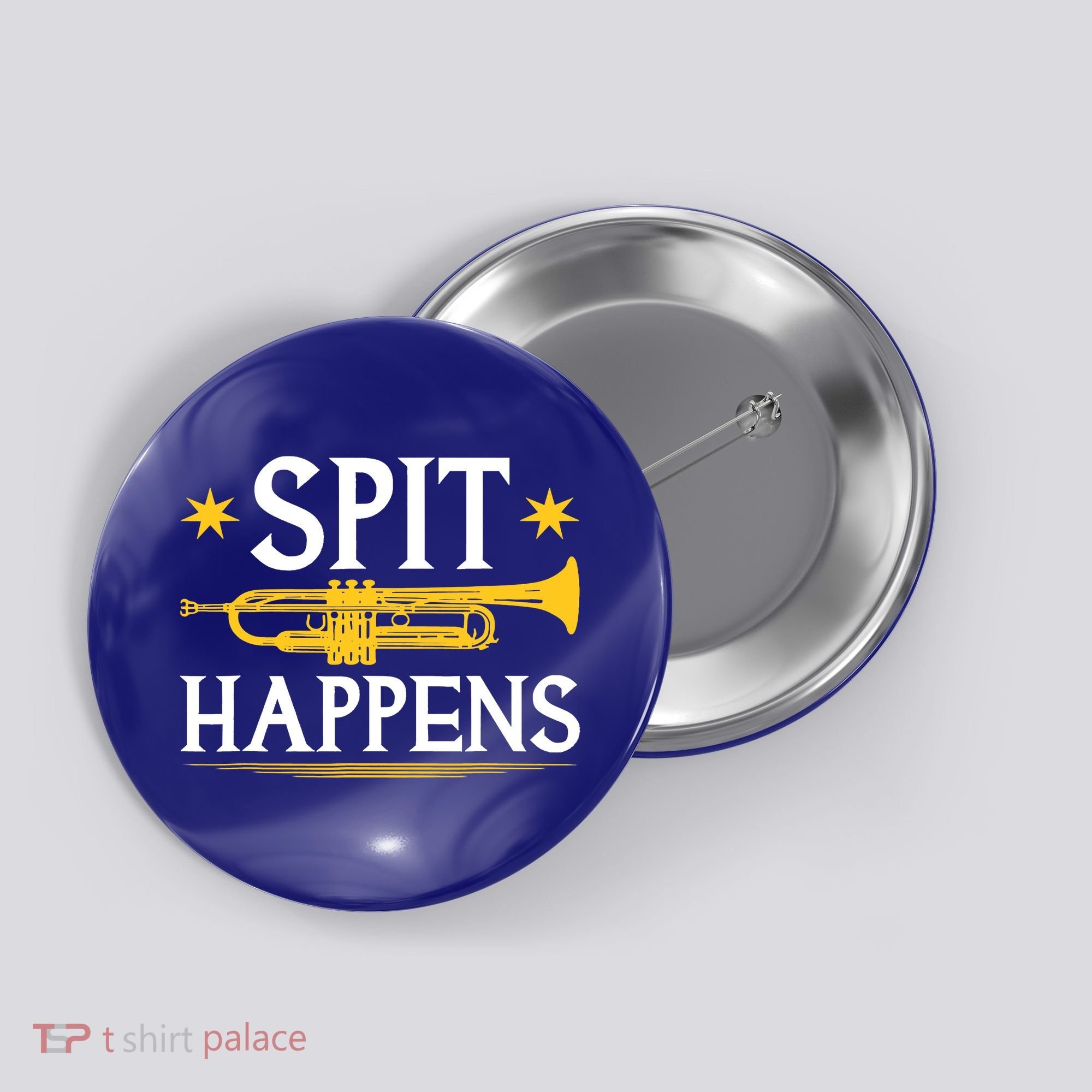 Trumpet Spit Happens Marching Band Jazz Music Button