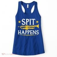 Trumpet Spit Happens Marching Band Jazz Music Women's Tank Top thumb 0