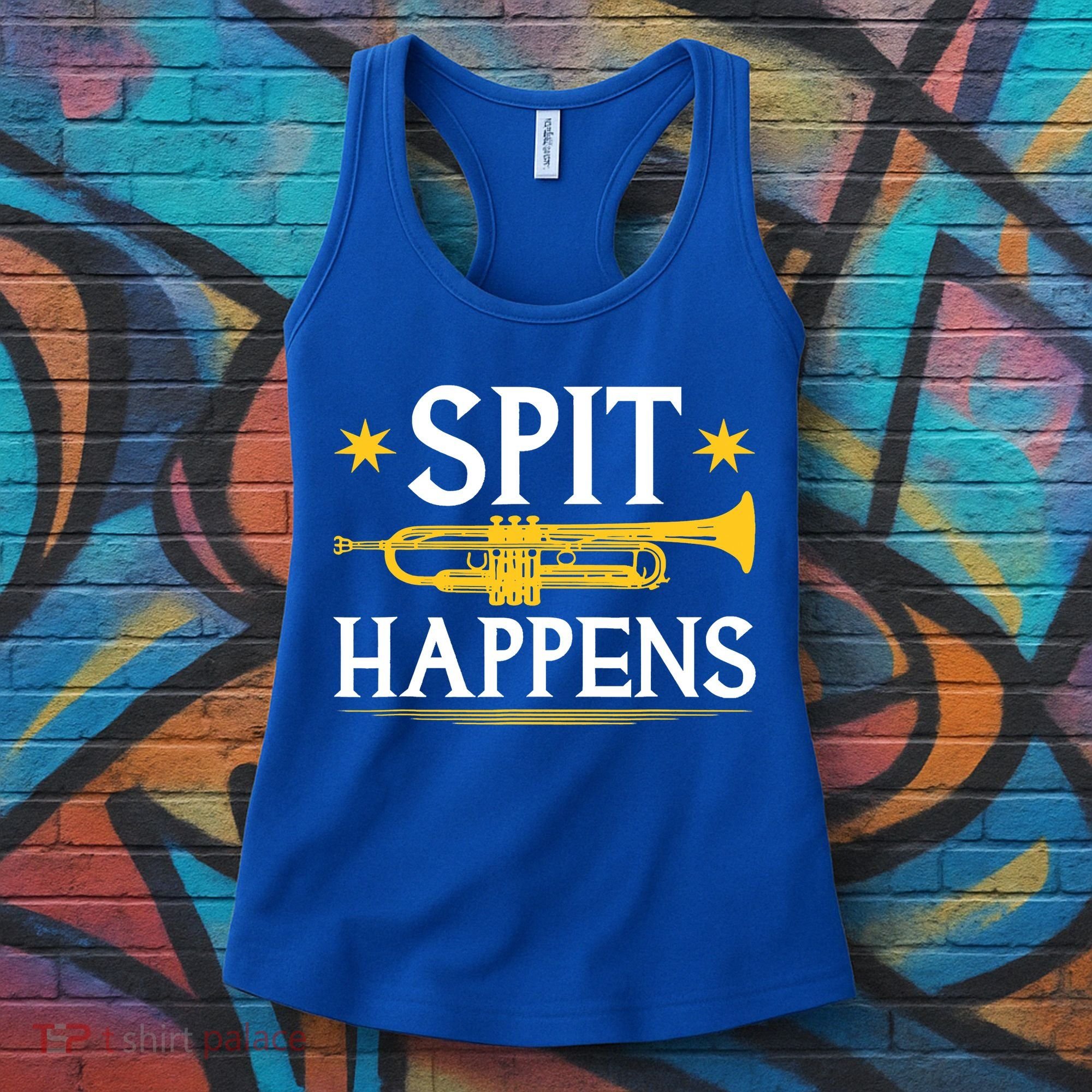 Trumpet Spit Happens Marching Band Jazz Music Women's Tank Top