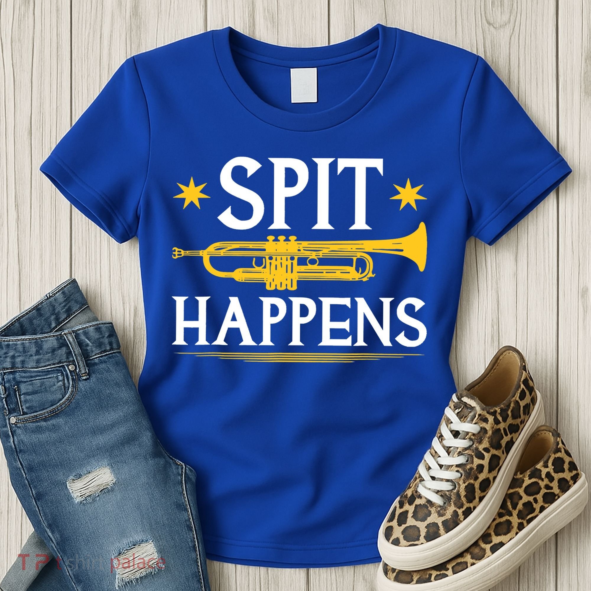 Trumpet Spit Happens Marching Band Jazz Music Women's T-Shirt