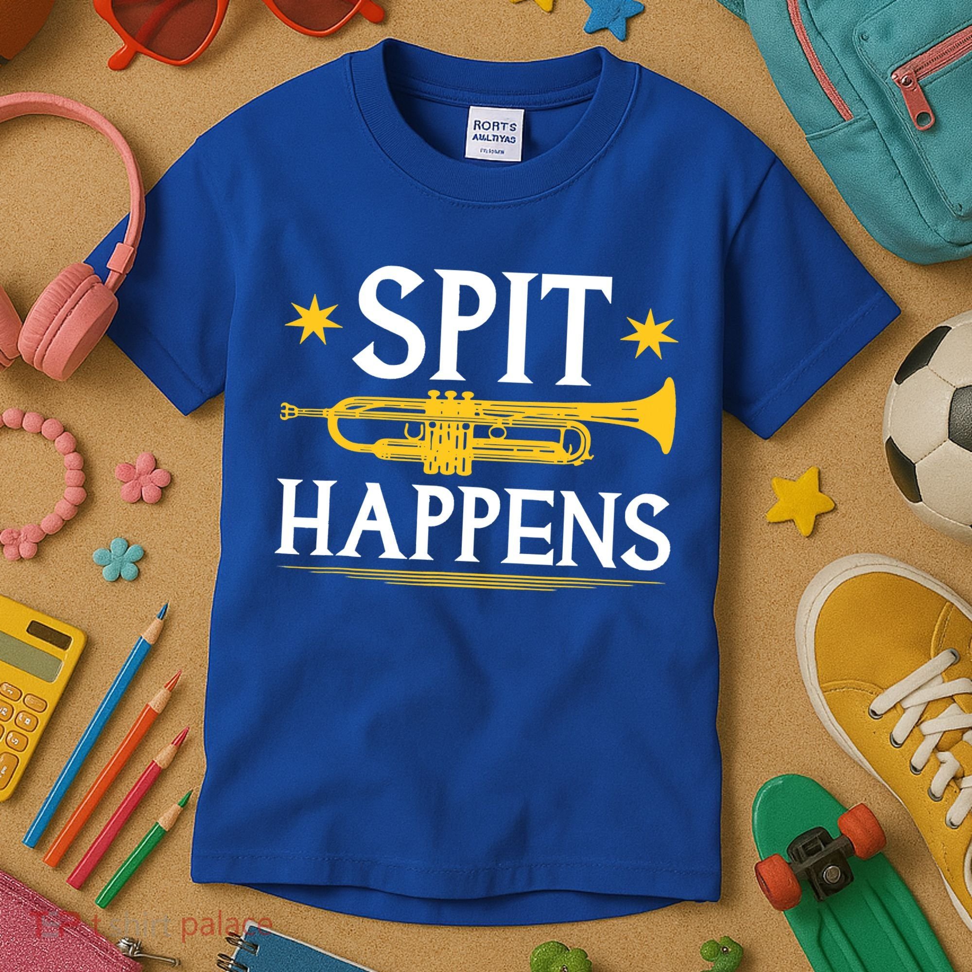 Trumpet Spit Happens Marching Band Jazz Music Kids T-Shirt
