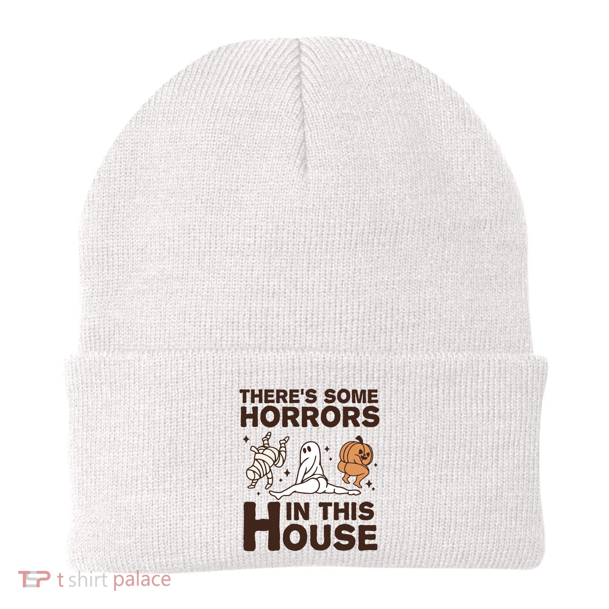 Theres Some Horrors In The House Funny Halloween Twerk Beanie
