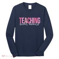 Teaching Sweet Hears Cute Valentine Teacher Long Sleeve Shirt thumb 0