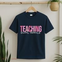 Teaching Sweet Hears Cute Valentine Teacher T-Shirt thumb 2
