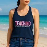 Teaching Sweet Hears Cute Valentine Teacher Women's Tank Top thumb 2