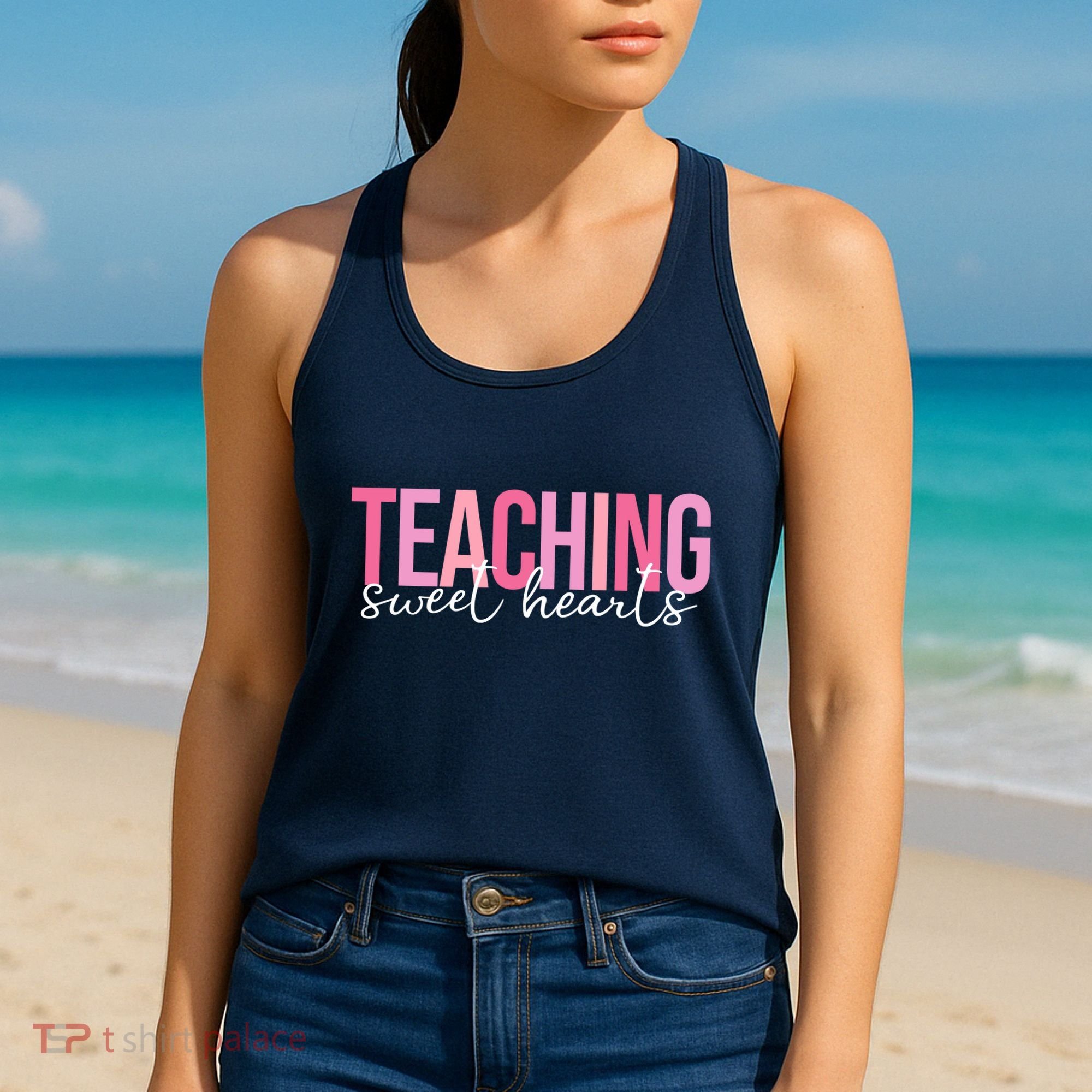 Teaching Sweet Hears Cute Valentine Teacher Women's Tank Top