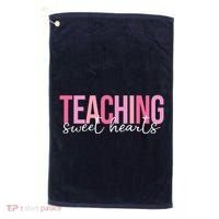 Teaching Sweet Hears Cute Valentine Teacher Golf Towel thumb 0