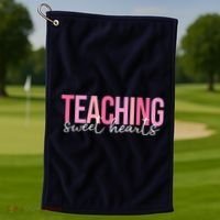 Teaching Sweet Hears Cute Valentine Teacher Golf Towel thumb 1