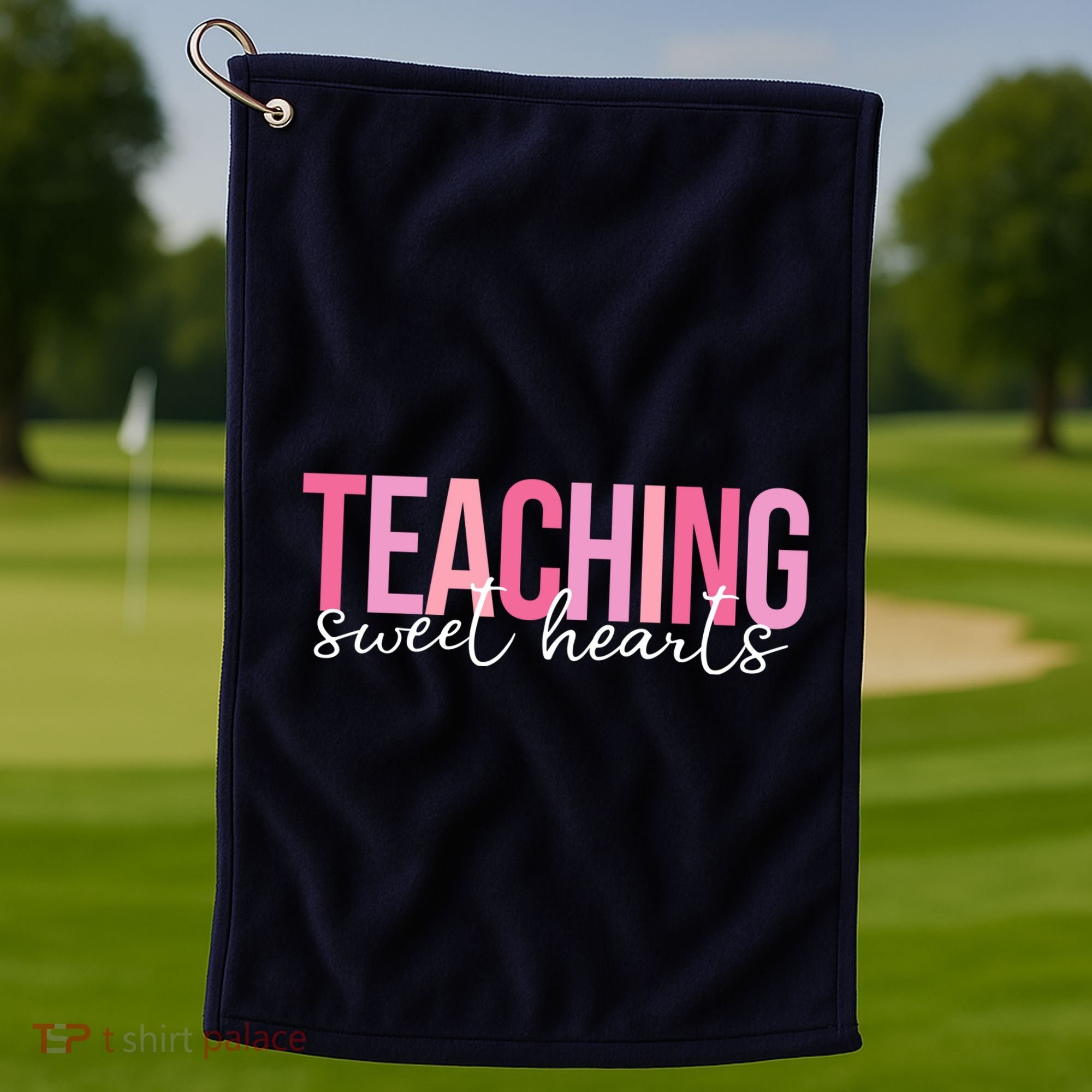 Teaching Sweet Hears Cute Valentine Teacher Golf Towel
