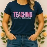 Teaching Sweet Hears Cute Valentine Teacher Women's T-Shirt thumb 2