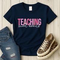 Teaching Sweet Hears Cute Valentine Teacher Women's T-Shirt thumb 3