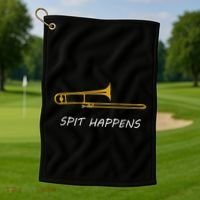 Trombone Spit Happens Trombone Player Gift Golf Towel thumb 1