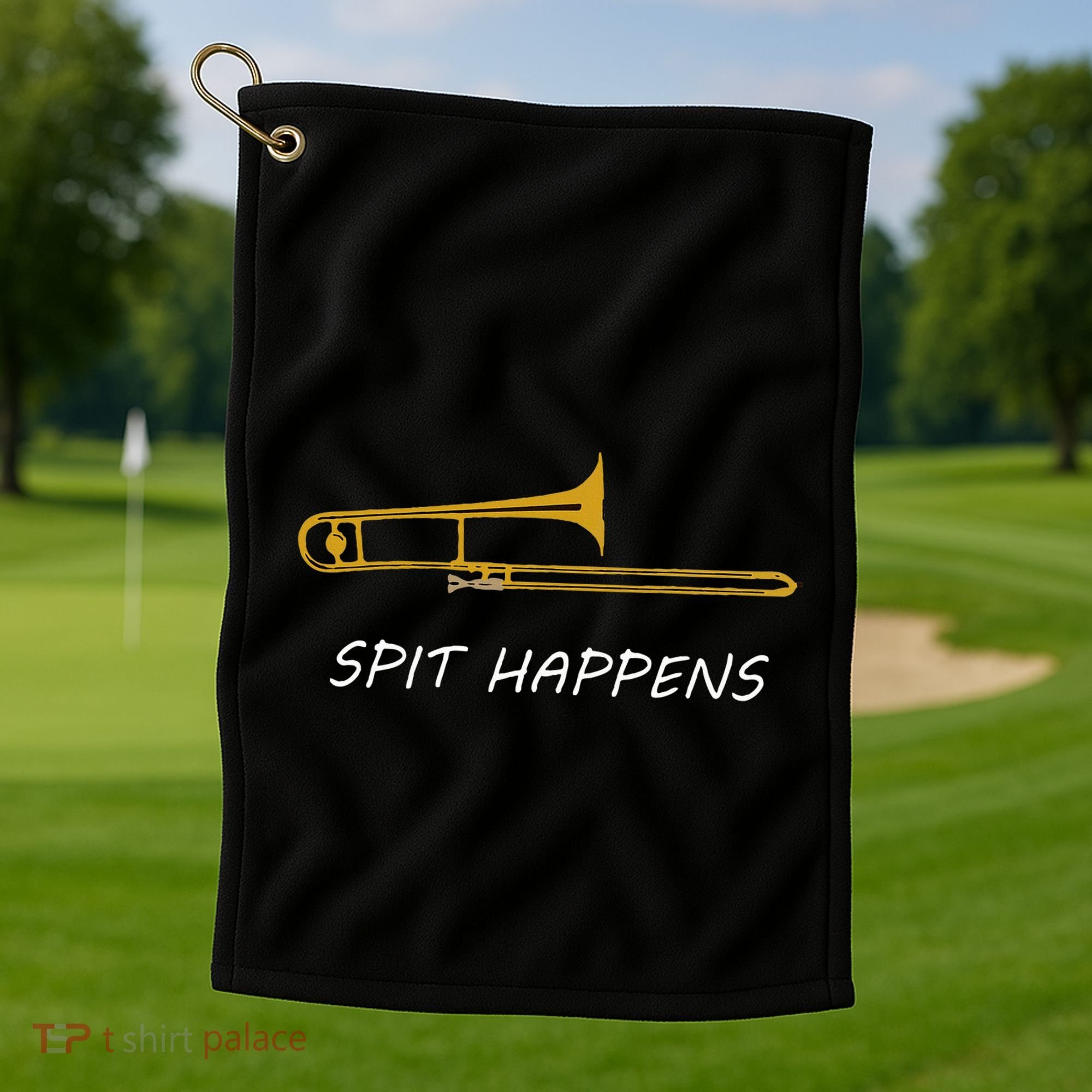 Trombone Spit Happens Trombone Player Gift Golf Towel