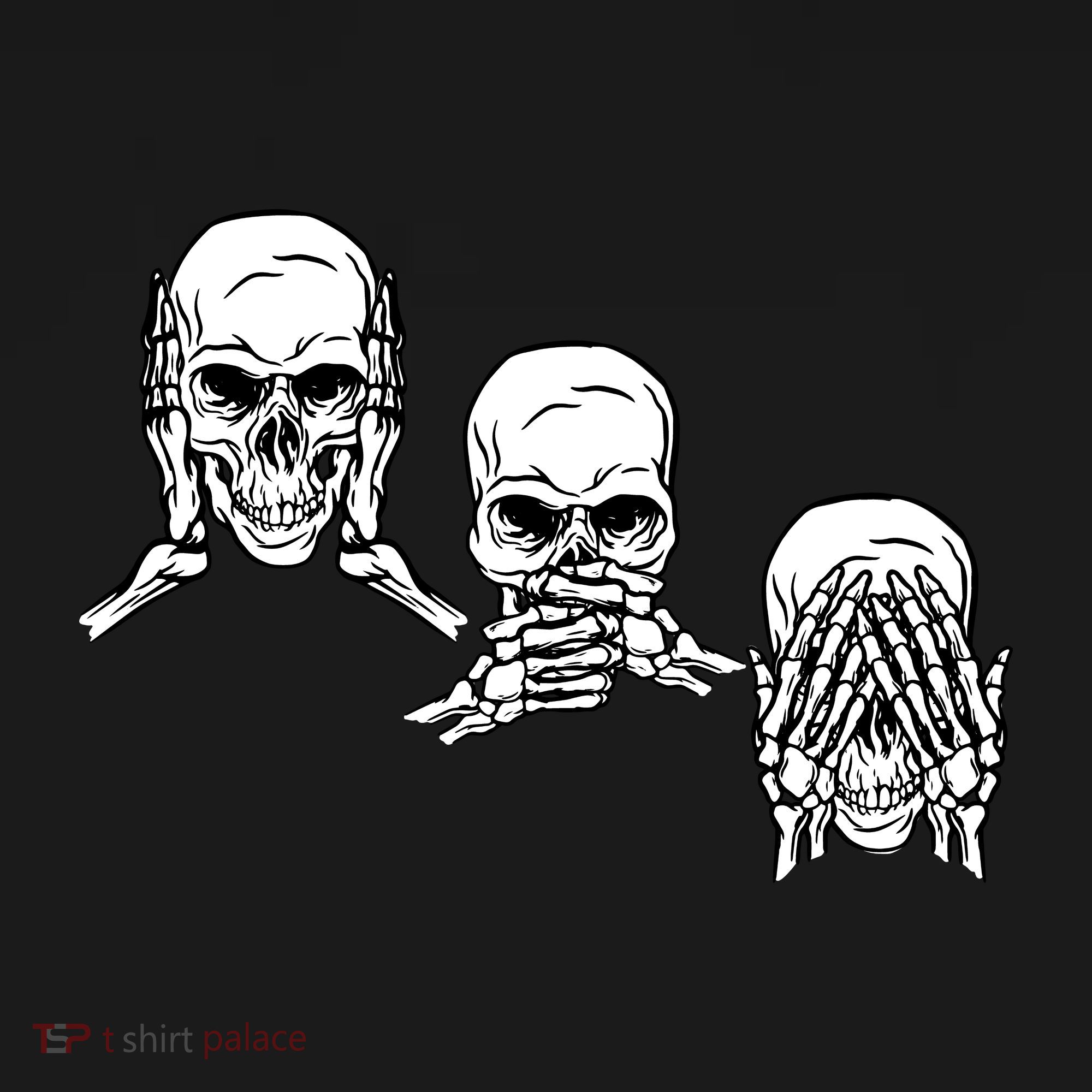 Three Skulls Head Long Sleeve Shirt