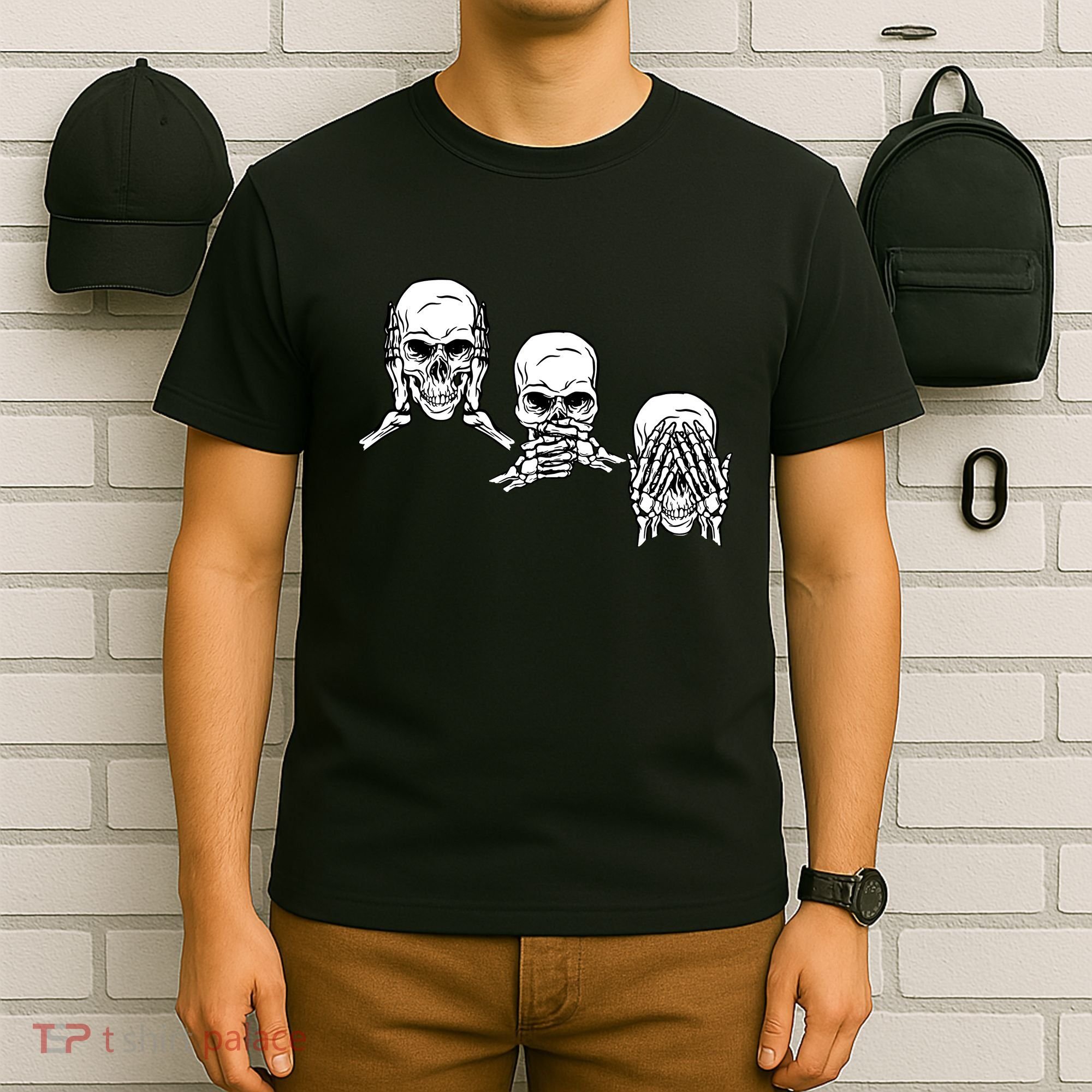Three Skulls Head T-Shirt