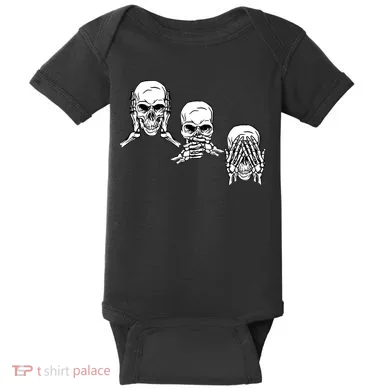 Three Skulls Head Baby Bodysuit
