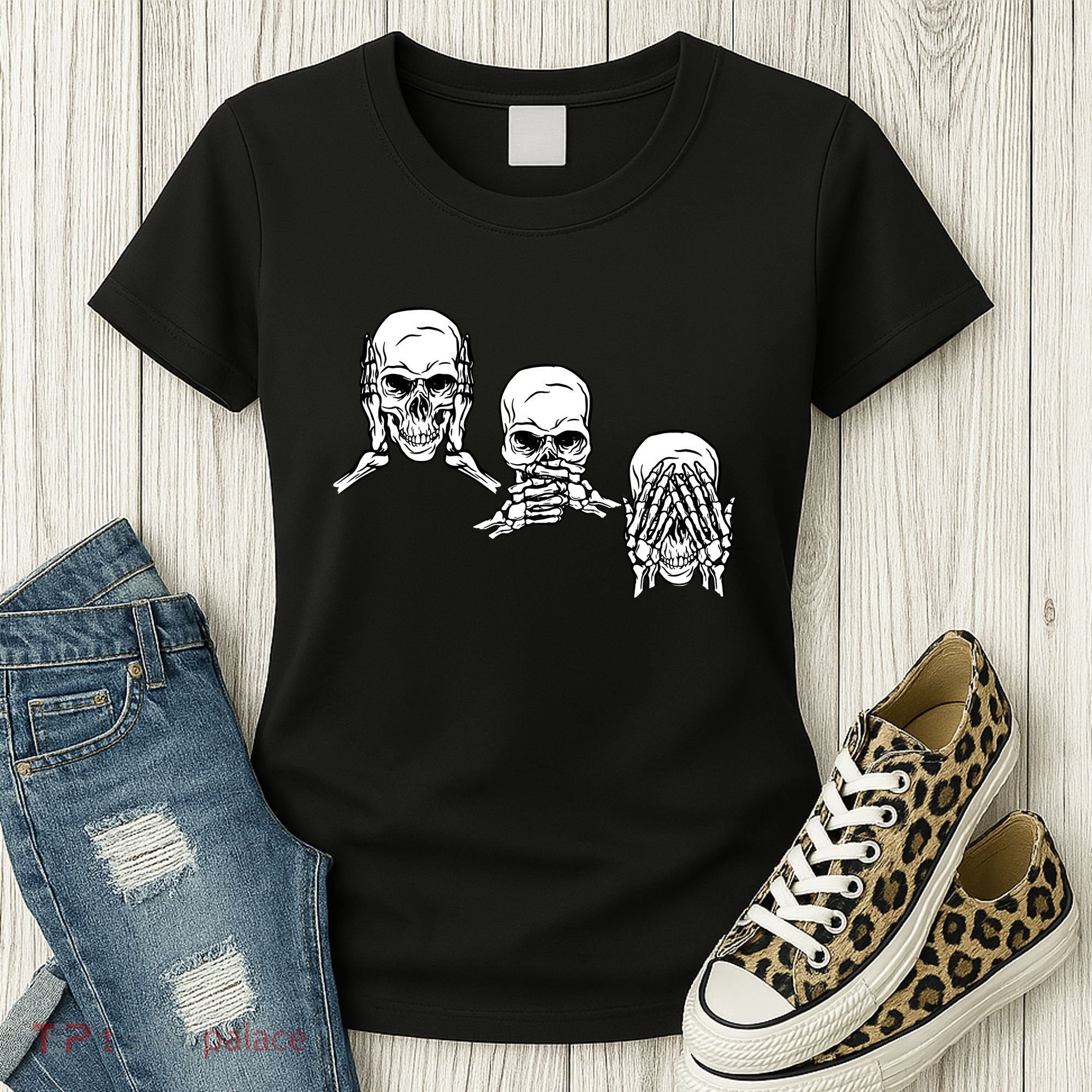 Three Skulls Head Women's T-Shirt