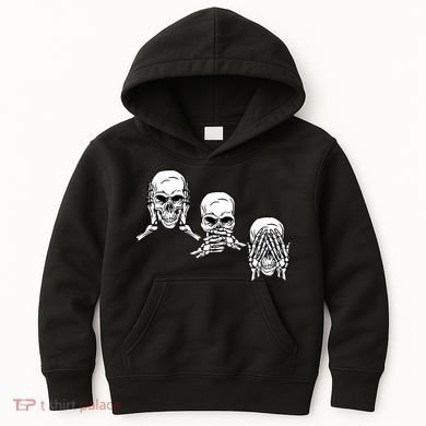 Three Skulls Head Kids Hoodie