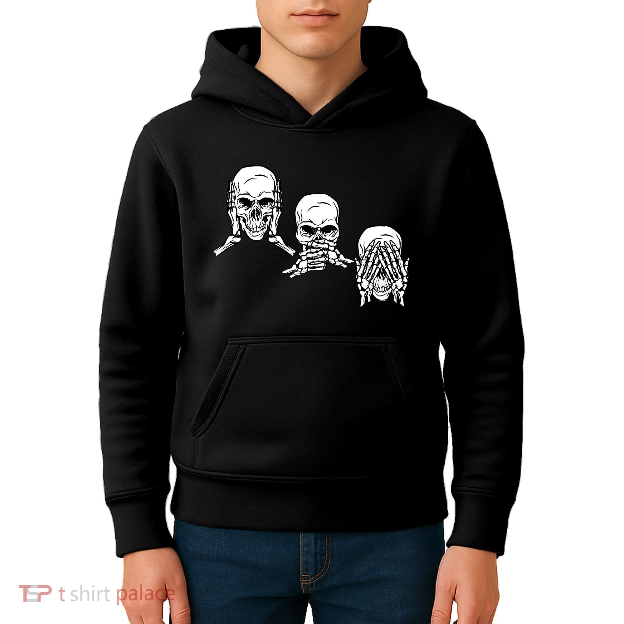 Three Skulls Head Kids Hoodie