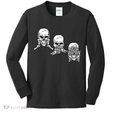 Three Skulls Head Kids Long Sleeve Shirt