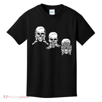 Three Skulls Head Kids T-Shirt