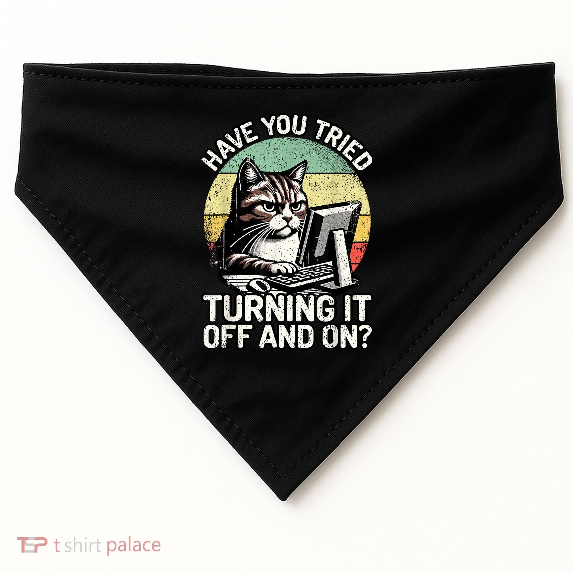 Tech Support Humor I Cat Tech Engineer I Computer It Guy USA-Made Doggie Bandana