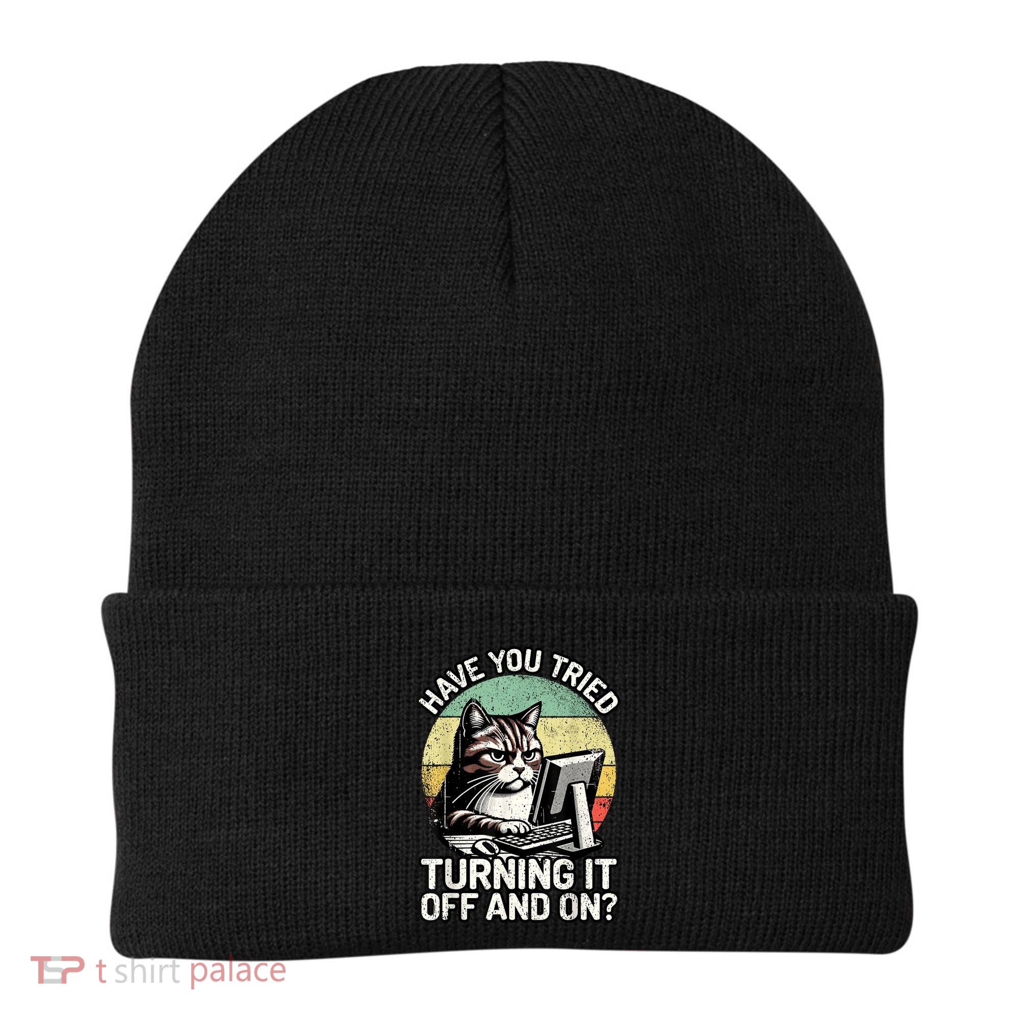Tech Support Humor I Cat Tech Engineer I Computer It Guy Beanie