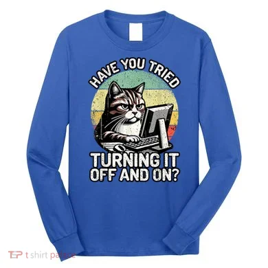 Tech Support Humor I Cat Tech Engineer I Computer It Guy Long Sleeve Shirt