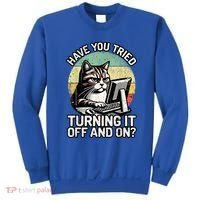 Tech Support Humor I Cat Tech Engineer I Computer It Guy Sweatshirt thumb 0