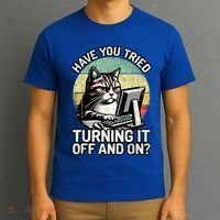 Tech Support Humor I Cat Tech Engineer I Computer It Guy T-Shirt thumb 3