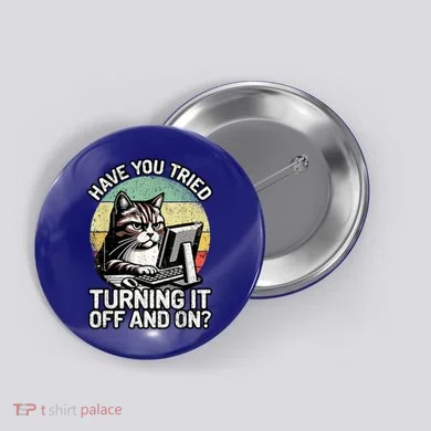 Tech Support Humor I Cat Tech Engineer I Computer It Guy Button
