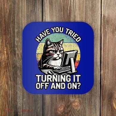 Tech Support Humor I Cat Tech Engineer I Computer It Guy Coaster