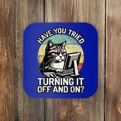 Tech Support Humor I Cat Tech Engineer I Computer It Guy Coaster
