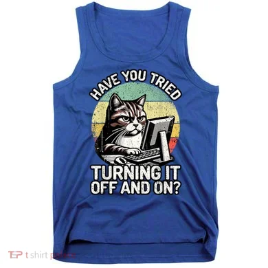 Tech Support Humor I Cat Tech Engineer I Computer It Guy Tank Top