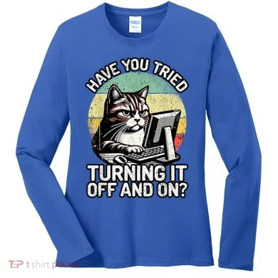 Tech Support Humor I Cat Tech Engineer I Computer It Guy Women's Long Sleeve Shirt
