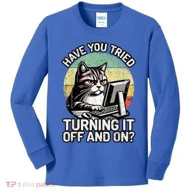 Tech Support Humor I Cat Tech Engineer I Computer It Guy Kids Long Sleeve Shirt