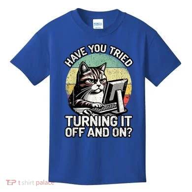 Tech Support Humor I Cat Tech Engineer I Computer It Guy Kids T-Shirt