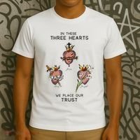 Three Sacred Hearts Of Jesus Mary Joseph Jmj Catholic T-Shirt thumb 3